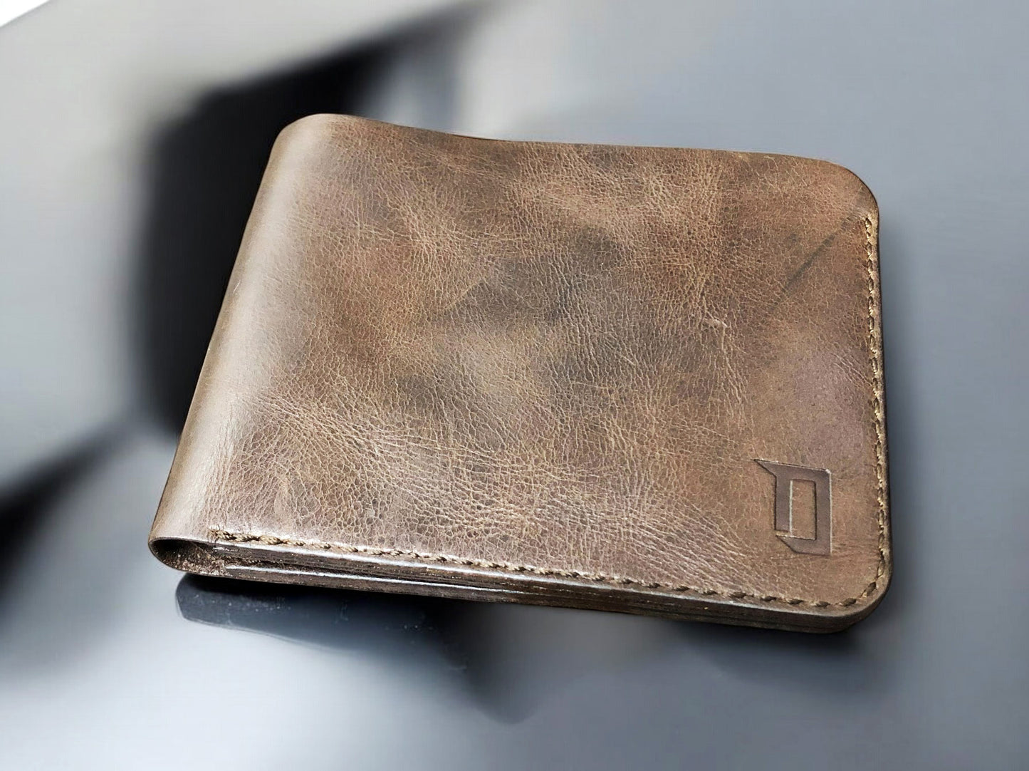 Bifold Minimalist Real Leather Wallet Dark Brown